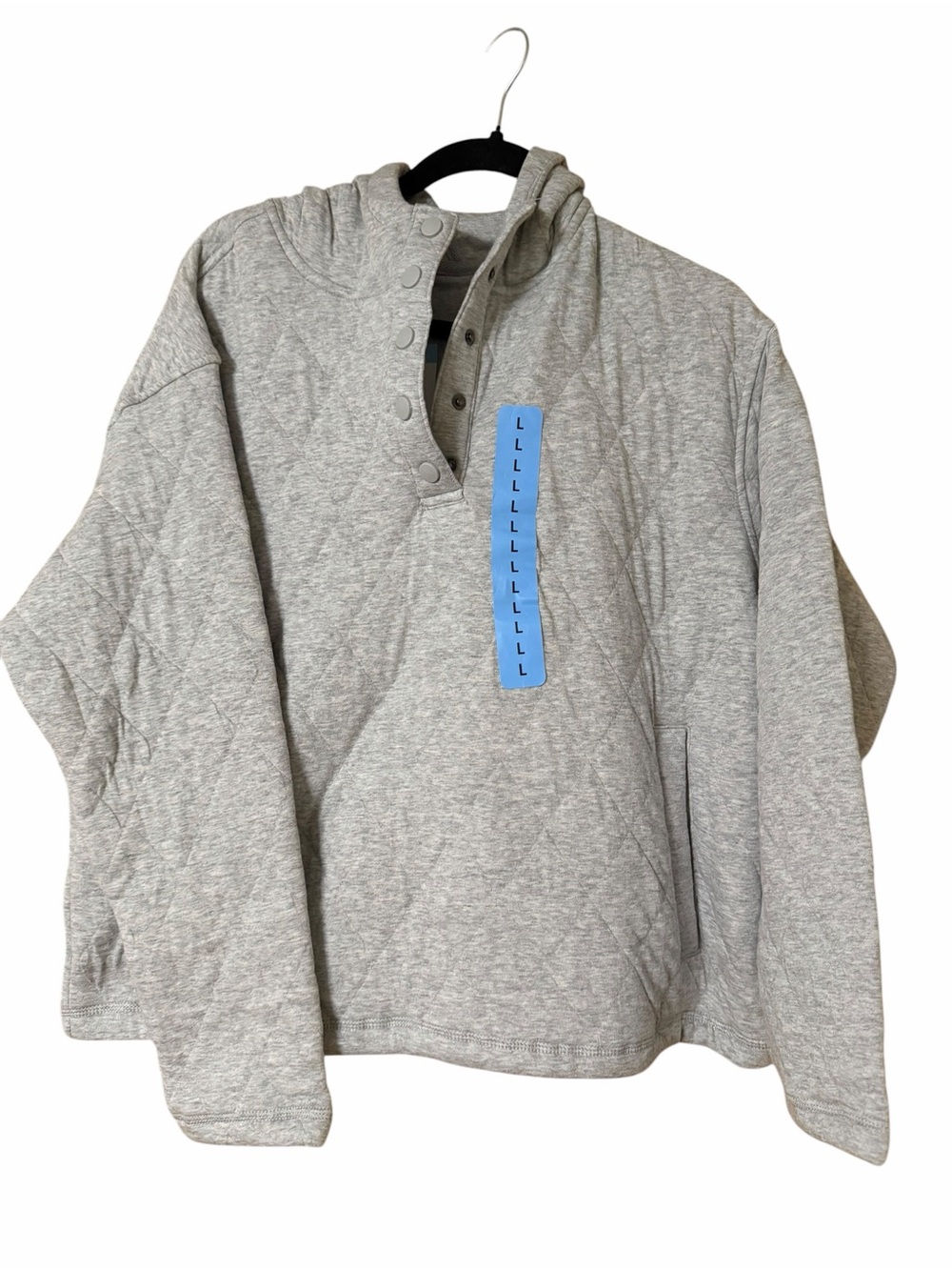 Women’s Light Gray Quilted Pullover Hoodie